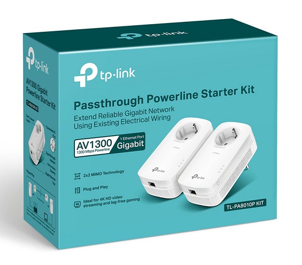 TP-LINK Passthrough Powerline Starter Kit TL-PA8010P, AV1300, Ver: 3.0 TL-PA8010P-KIT