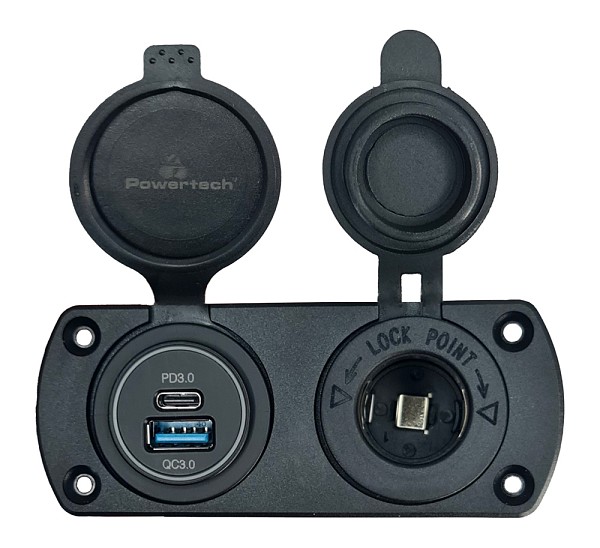 POWERTECH πρίζα 12V για σκάφη & οχήματα PTL-001, USB/USB-C θύρες, IP65 PTL-001