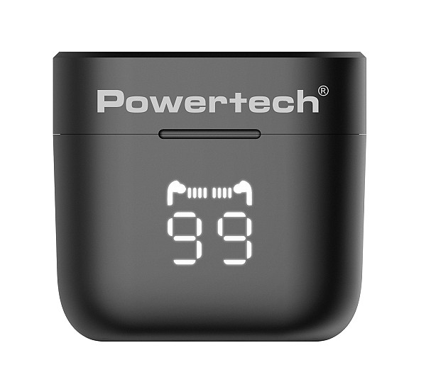 POWERTECH earphones με θήκη φόρτισης PT-1227, TWS, ENC, 30/480mAh, μαύρα PT-1227