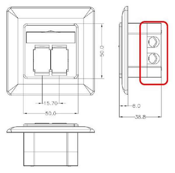 GOOBAY επιτοίχια πρίζα CAT 6e 68246, 2x RJ45, 80x80, λευκή 68246