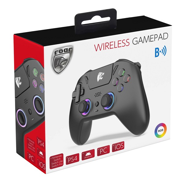 ROAR ασύρματο gamepad RR-0023, Switch/PS4/PC/iOS/Android, Bluetooth, μαύρο RR-0023