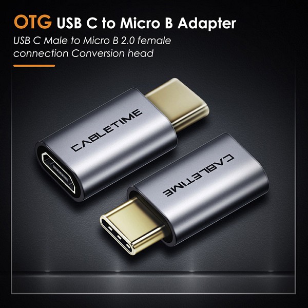 CABLETIME αντάπτορας USB-C σε micro USB CT-CMMCBF, 480Mbps, γκρι 5210131038482