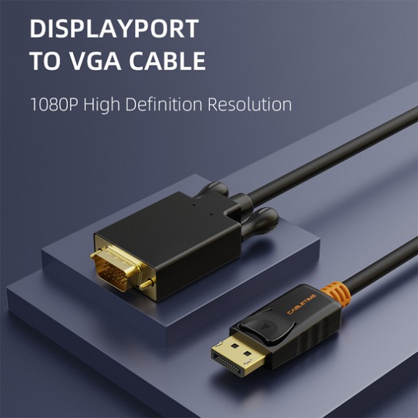 CABLETIME καλώδιο DisplayPort σε VGA CT-04G, 1080p, 1.8m, μαύρο 5210131038826