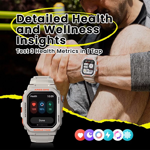 ZEBLAZE smartwatch Ares GPS, heart rate, 1.75 IPS, GPS, 3 ATM, μαύρο ARESGPS-BK