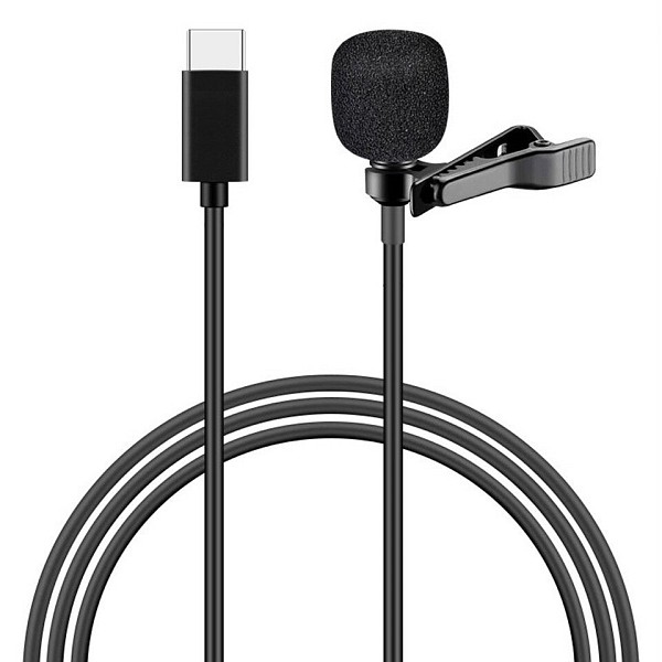 POWERTECH μικρόφωνο CAB-UC048 με ενσωματωμένο clip-on, USB-C, 1.5m μαύρο CAB-UC048