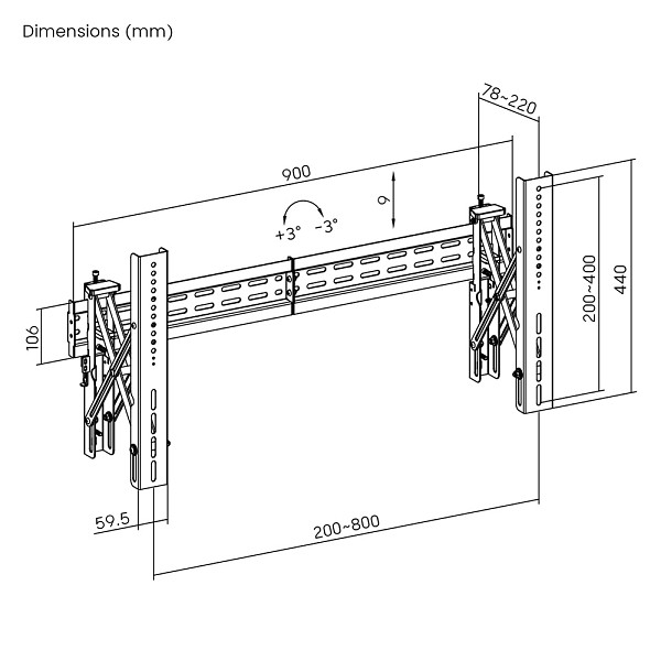 BRATECK επιτοίχια βάση LVW02E-48T για τηλεόραση 37-70, Pop-Out, 70kg LVW02E-48T