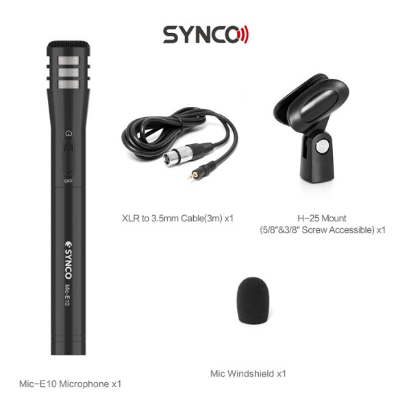 SYNCO μικρόφωνο χειρός SY-E10-MIC, δυναμικό, καρδιοειδές, XLR, μαύρο SY-E10-MIC