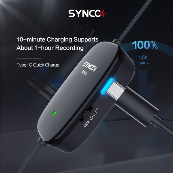 SYNCO μικρόφωνο Lav-S6M2, clip-on, omnidirectional, 3.5mm, 400mAh, μαύρο SY-S6M2