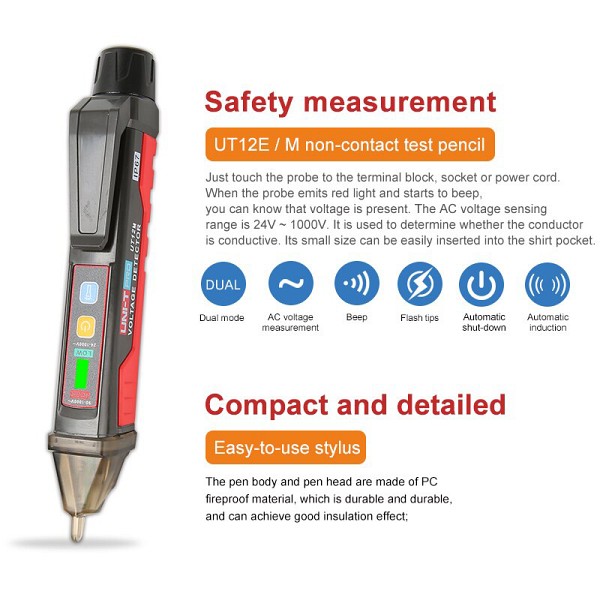 UNI-T ανιχνευτής τάσης ΑC UT12E-EU, 24V~1000V, IP67 UT12E-EU