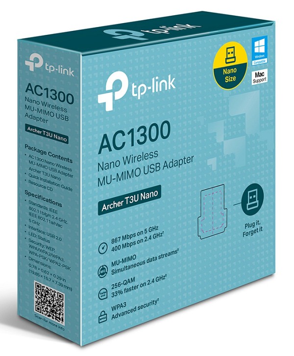 TP-LINK ασύρματος USB αντάπτορας δικτύου Archer T3U Nano, 1300Mbps, V.1 ARCHER-T3UNANO