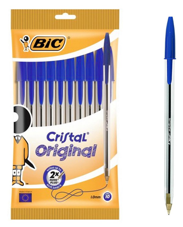 BIC στυλό διαρκείας Cristal με μύτη 1mm, μπλε, 10τμχ 3086121601118