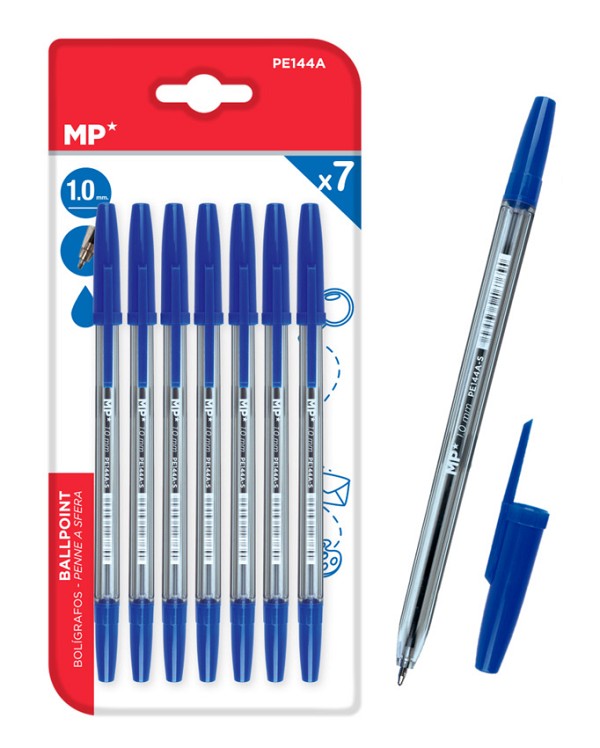 MP στυλό διαρκείας PE144A, 1mm, μπλε, 7τμχ PE144A