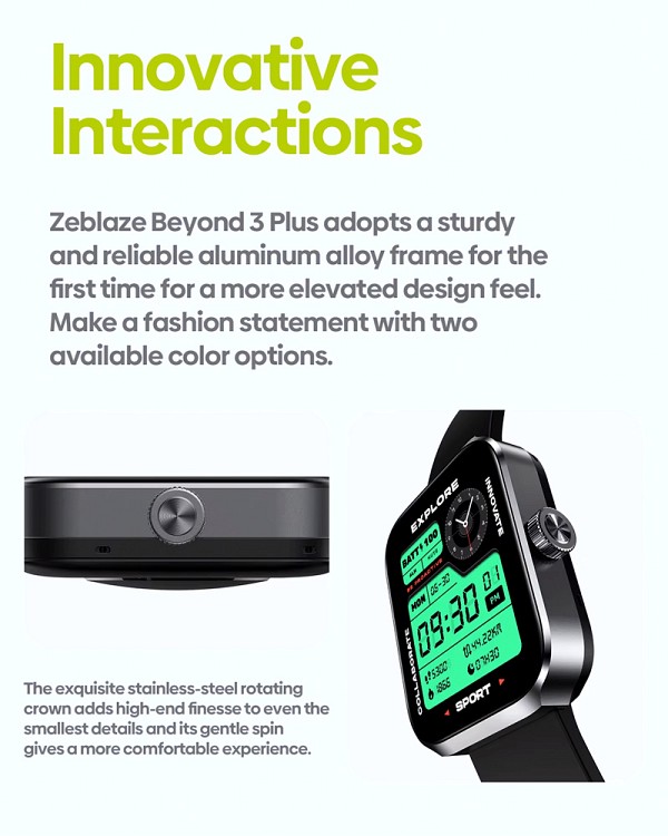 ZEBLAZE smartwatch Beyond 3 Plus, heart rate, 1.78 AMOLED, GPS, 3 ATM, μαύρο BEYOND3PLUS-BK