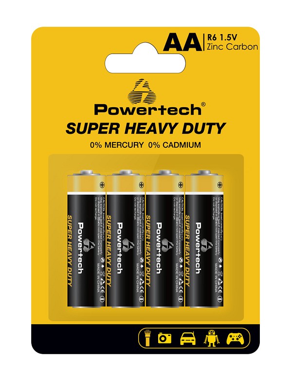 POWERTECH μπαταρίες Zinc Carbon Super Heavy Duty PT-1219, AA, 1.5V, 4τμχ PT-1219