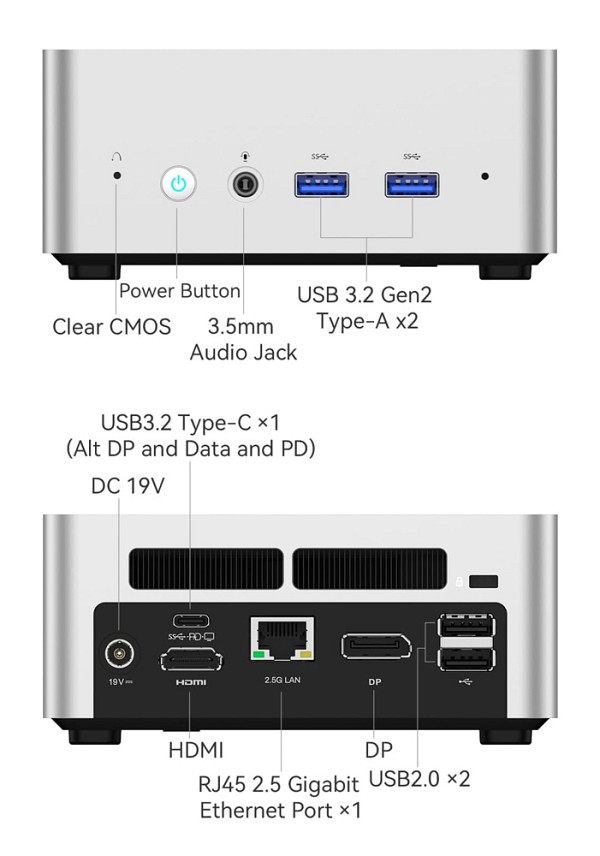 MINISFORUM mini PC UN1245, Intel i5-12450H, 16/512GB SSD, Windows 11 Pro UN1245