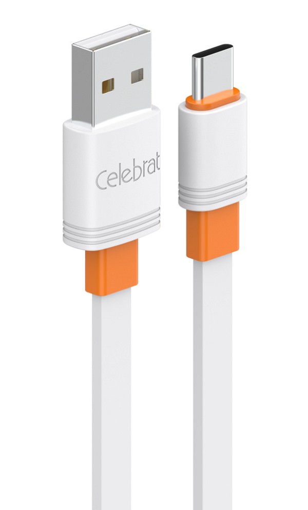 CELEBRAT καλώδιο USB-C σε USB CB-33C, flat, 15W, 1m, λευκό CB-33A-C-WH