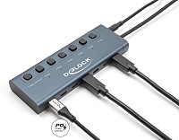 DELOCK USB-C hub 63410 με διακόπτες, 7x θυρών, 5Gbps, 20W, USB-C σύνδεση, μπλε 63410