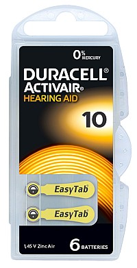 DURACELL μπαταρίες ακουστικών βαρηκοΐας Activair 10, 1.45V, 6τμχ D10