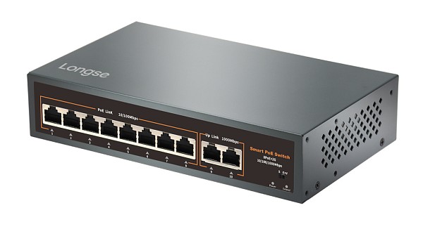 LONGSE PoE switch HT82GA με 8x LAN & 2x WAN θύρες, 10/100/1000Mbps HT82GA