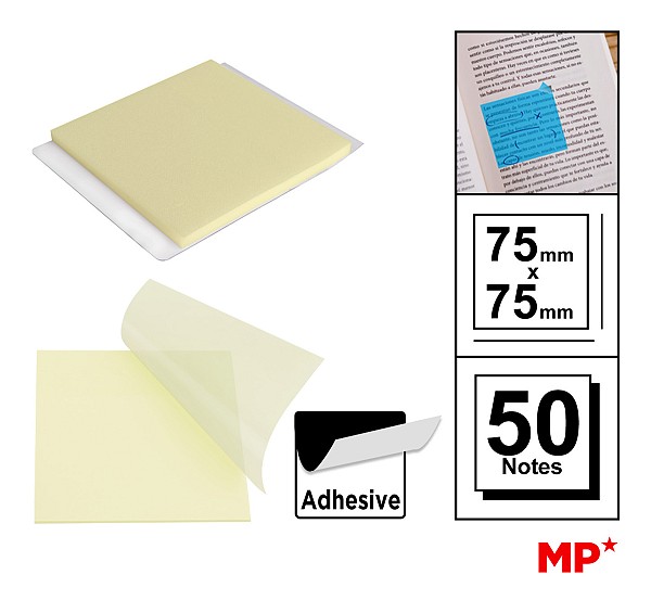 MP αυτοκόλλητα χαρτάκια σημειώσεων PN346-07, 75x75mm, διάφανα, 50τμχ PN346-07