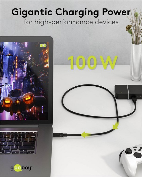 GOOBAY καλώδιο USB-C 74196, USB4, 100W, 20Gbps, 4K/60Hz, 1.5m, μαύρο 74196