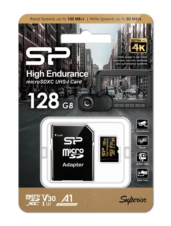 SILICON POWER κάρτα μνήμης microSDHC High Endurance, 128GB, Class 10 UHS-I U3 A1 V30 SP128GBSTXDV3V1HSP