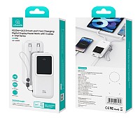 USAMS power bank US-CD212 με καλώδια, 4x έξοδοι, 20000mAh, 20W, λευκό 20KCD21202