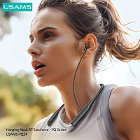 USAMS earphones YQ24 με μαγνήτη, Bluetooth, 130mAh, μαύρα BHUYQ01