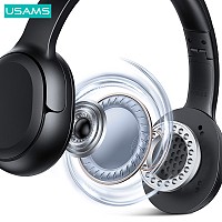 USAMS headphones YG23, ασύρματα & ενσύρματα, Φ40mm, 300mAh, μαύρα TDLYEJYX01