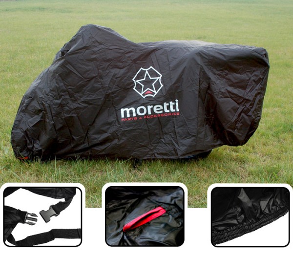 MORETTI κουκούλα μηχανής LXMA2753 με θήκη, L 246x104x127cm, μαύρη LXMA2753