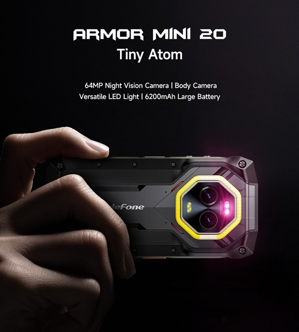 ULEFONE smartphone Armor Mini 20, 4.7, 8/256GB, 4G, 6200mAh, IP68/IP69K, μαύρο ARMORMINI20-BK