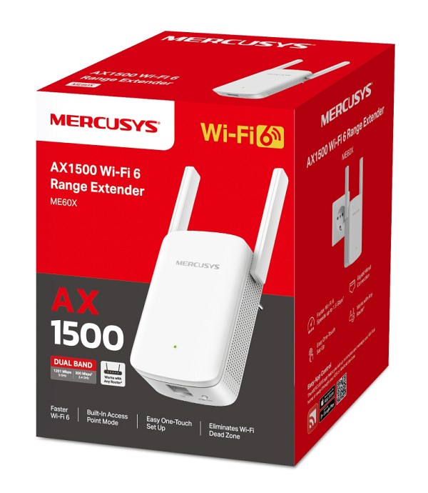 MERCUSYS range extender ME60X, WiFi 6, 1500Mbps AX1500, Ver. 1.0 ME60X