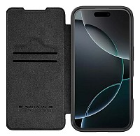 NILLKIN θήκη Qin Prop Leather για iPhone 16 Pro, δερμάτινη, μαύρη 6902048281967