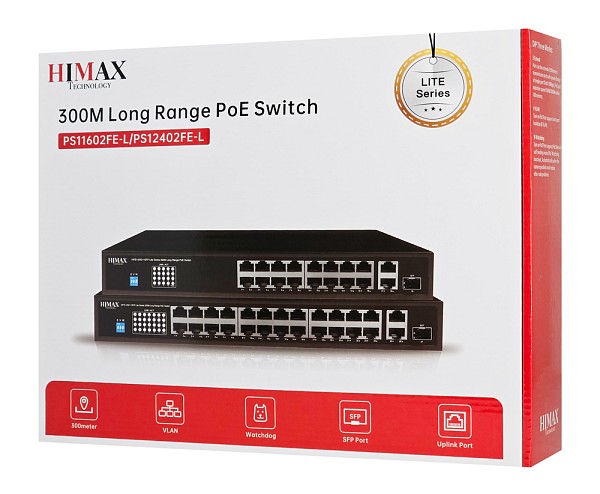 HIMAX PoE switch PS11602FE-L, 16x Ethernet PoE/2x Ethernet/2x SFP θύρες, έως 1000Mbps PS11602FE-L