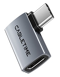 CABLETIME αντάπτορας USB-C CT-OTG41-AG, γωνιακός, USB4, 240W, 40Gbps, 8K, γκρι CT-OTG41-AG