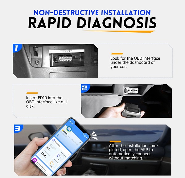 FNIRSI διαγνωστικό αυτοκινήτου OBD II FD10, Bluetooth FNR-FD10