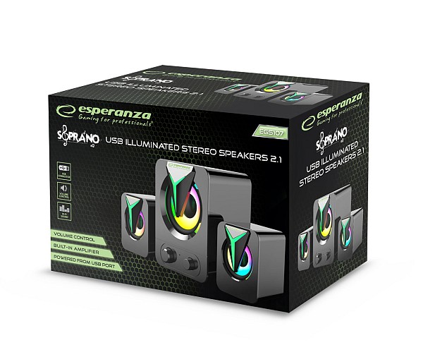 ESPERANZA USB SPEAKERS 2.1 LED RAINBOW SOPRANO