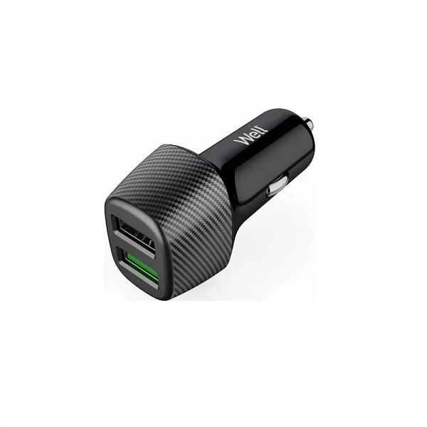 WELL UNIVERSAL FAST CAR CHARGER 2xUSB 5V/2.4A ΜΑΥΡΟΣ